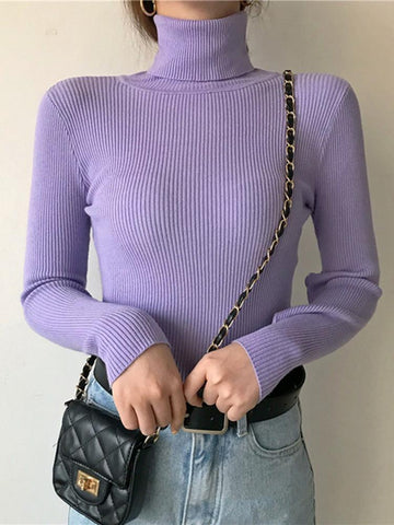 Women Pullover Turtleneck Sweater Autumn Long Sleeve-WF00003-Veeddydropshipping