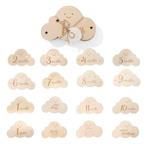 8PCS/set Wooden Baby Milestone Cards Cute Cloud Shape Milestone-TB00785-Veeddydropshipping