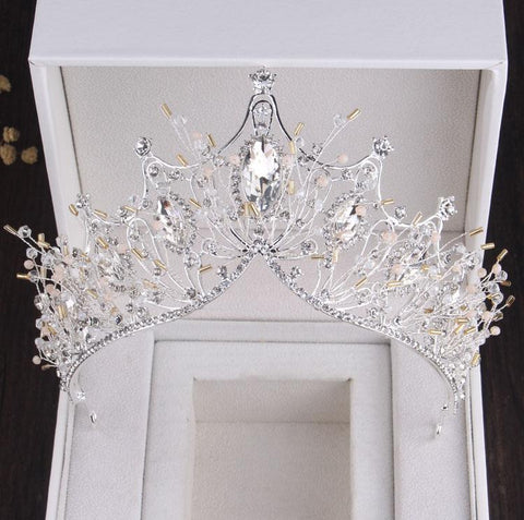Silver Plated Crystal Leaf Bridal Jewelry Sets  -JW00364-Veeddydropshipping