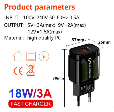 AIXXCO 5V 2A EU Plug LED Light 2 USB Adapter Mobile Phone Wall PD Charger Charger Fast Charger-PA00361-Veeddydropshipping