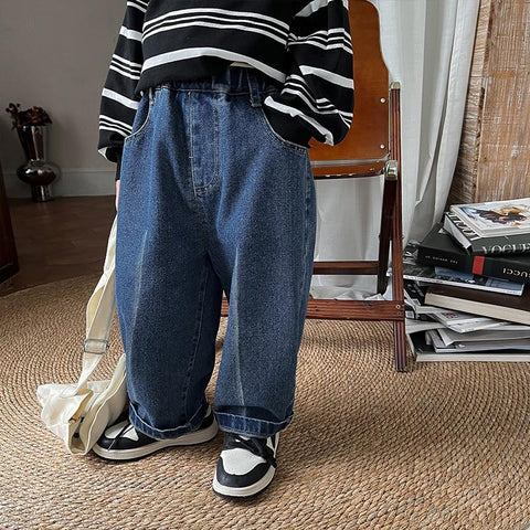 Boys fashion white line straight Jeans 2-7 Years Children loose all-match-TB01251-Veeddydropshipping