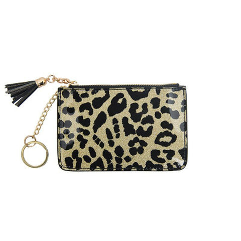 Leopard Leather Small Money Pocket Ladies Card Holder Bag Zipper-BS00612-Veeddydropshipping