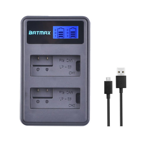 2Pcs 1800mah LP-E8 LPE8 LP E8 Battery Batterie AKKU + LCD Dual Charger -CE00392-Veeddydropshipping