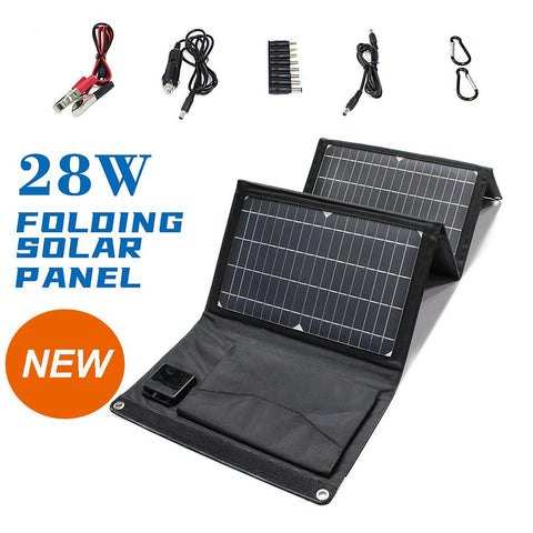 Upgraded 28W 21W 14W Portable Solar Panel Charger Double USB 5V 18V DC Camping-PA00092-Veeddydropshipping