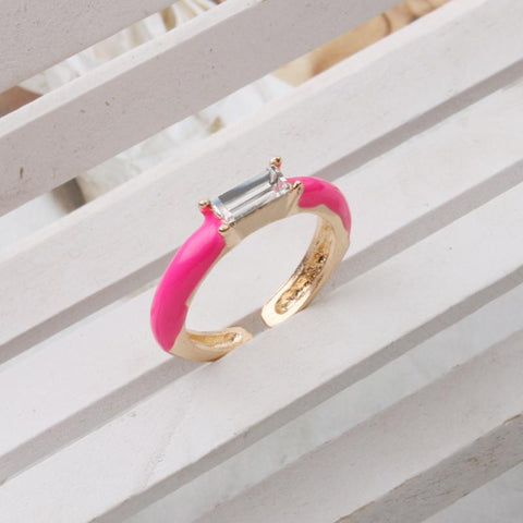 Glass 34 Colors Simple Style Ring Paved With Shiny Stone Fashion -JW01396-Veeddydropshipping