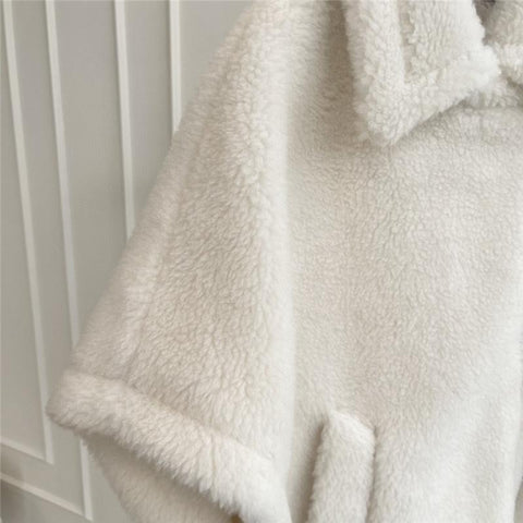 Female Winter Camel Jacket Gray Sheep Wool Coat-WF00213-Veeddydropshipping
