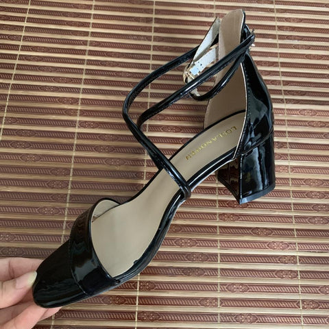Women Thick High Heels Summer Wedding Ankle Strap Female  White-BS00835-Veeddydropshipping