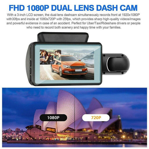 Car Driving Recorder Dual Camera HD Inside Front Rear Camera Wide Angel-AM00704-Veeddydropshipping