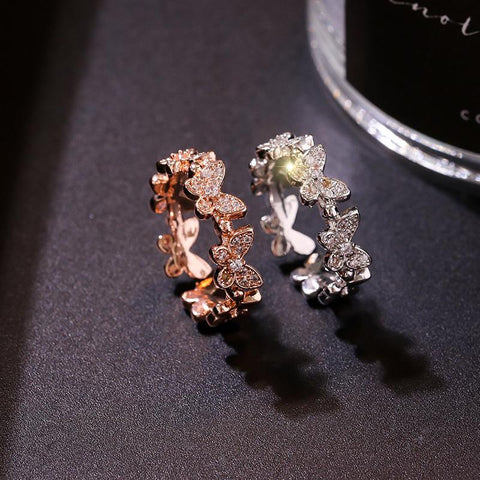 Fashion Shiny Cubic Zirconia Butterfly Rings For Women Girls  Geometric-JW01402-Veeddydropshipping