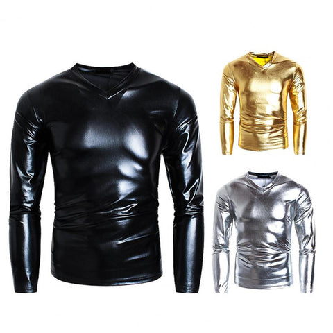 Appearance Solid Color Long Sleeve Top V Neck