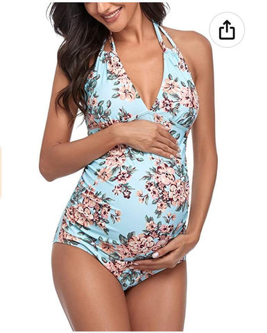 Pregnant Woman Sexy Swimsuit Maternity Solid Backless Bikinis Falbala Ruffle Beachwear-OS00228-Veeddydropshipping
