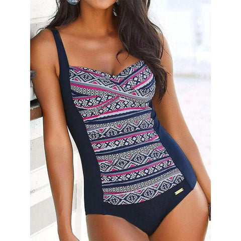 Ruched Swimwear Women One Piece Retro Black Swimsuit Strappy Beach Bathing -OS00084-Veeddydropshipping