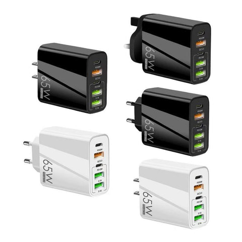 65W GaN Charger USB C Charger Quick Charge3.0 PD Type C Mobile Phone Adapter-PA00382-Veeddydropshipping