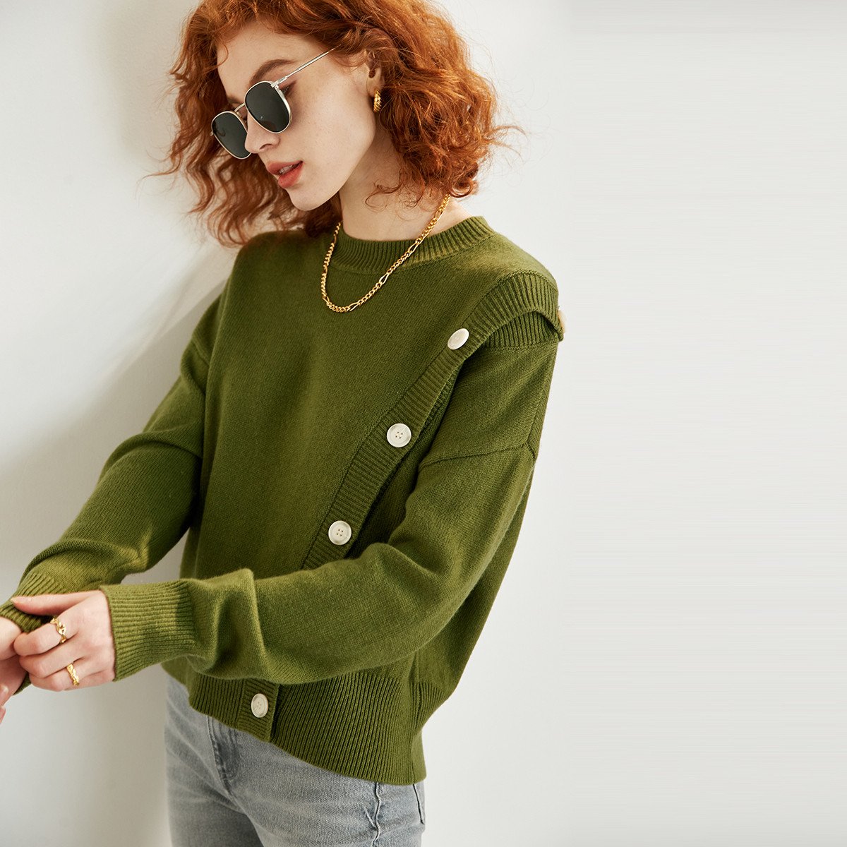 Women Sweaters Pullover Single-breasted Design Knitwears -WF00086-Veeddydropshipping