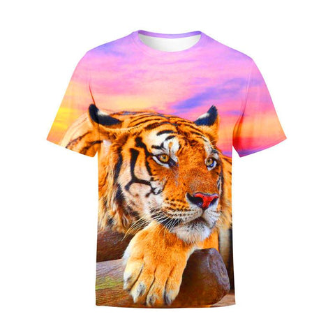 Summer Fashion Unisex Animal Cool Cartoon Tiger T-shirt Children Boys-TB01177-Veeddydropshipping