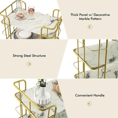 Gold Rolling Bar Cart Kitchen Island Table-HA01682-Veeddydropshipping