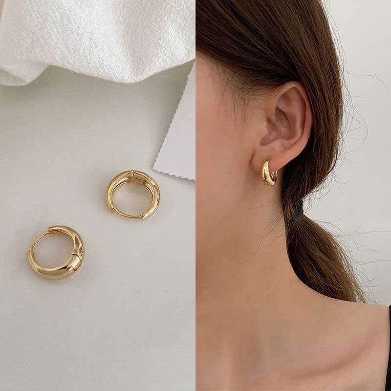 Round Circle Hoop Earrings   Pearl Twist Korean Fashion Jewelry  -JW00281-Veeddydropshipping
