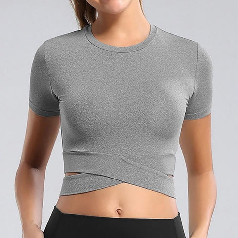 Crop Tops Women Yoga shirts Solid Sports Top Long Sleeve Yoga shirts Sexy -OS00839-Veeddydropshipping