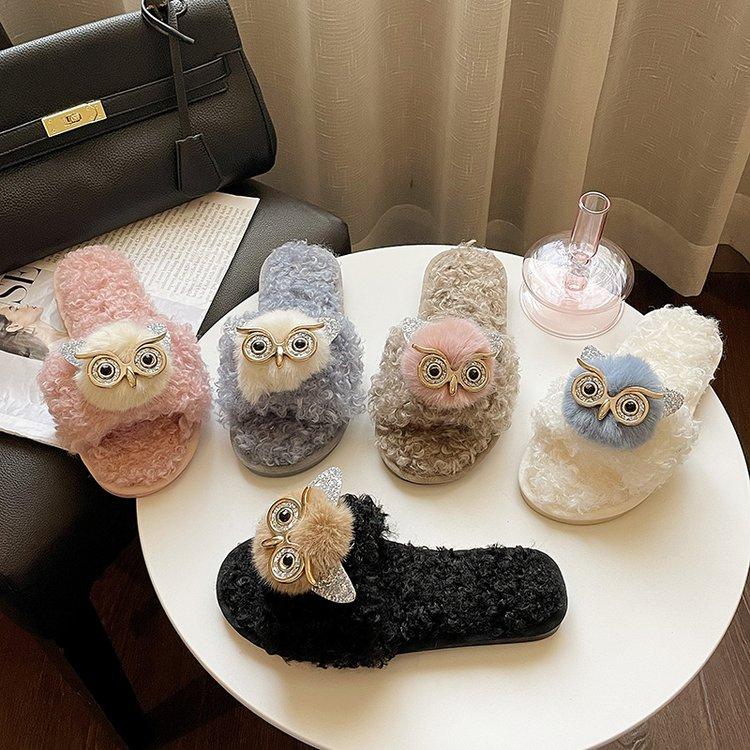Cotton Slippers Cute Owl Decoration Comfortable Slippers-BS01304-Veeddydropshipping