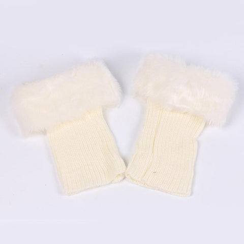 Women Crochet Faux Fur Trim Leg Boot Socks-WF01241-Veeddydropshipping