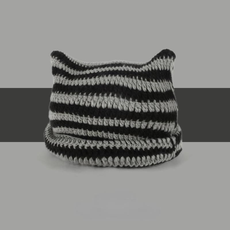 Devil Striped Knitted Wool Cap Autumn and Winter-Veeddydropshipping