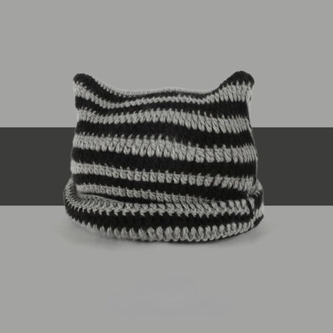 Devil Striped Knitted Wool Cap Autumn and Winter-Veeddydropshipping