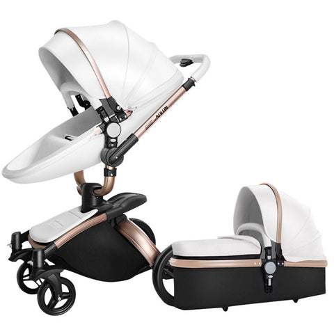 New baby stroller 3 in1, PU leather baby carriage,Newborn Two-way Foldable-TB00360-Veeddydropshipping