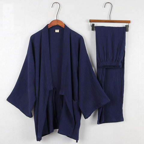 Men Long-sleeve Trousers Casual Home Service Two-piece Suit-MF01579-Veeddydropshipping