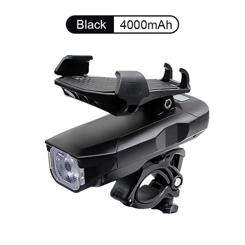 Bicycle Light Mobile Phone Holder USB Rechargeable 4 in 1 Bike Horn 4000MAh Power Bank Headlight-PA00512-Veeddydropshipping