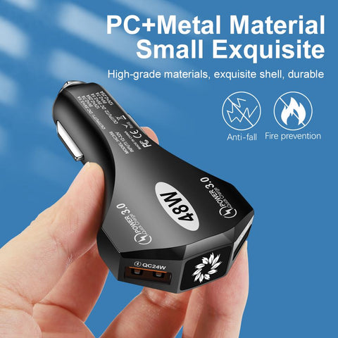 48W 2 Ports Car Charger Quick Charge 3.0 4.0 Mobile Phone Charger-PA01123-Veeddydropshipping