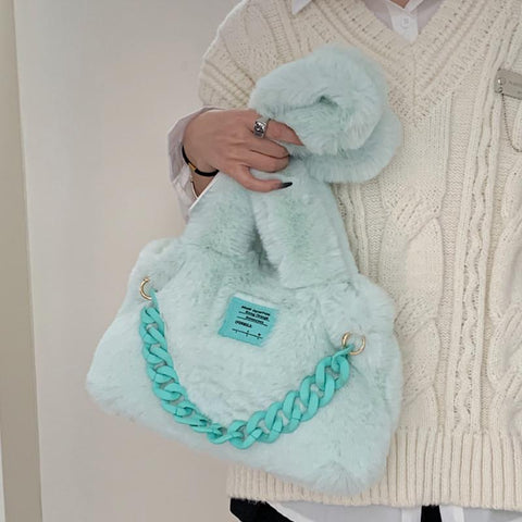 Winter Trend Designer Fashion Small Soft Faux Fur Kawaii Handbags-BS00119-Veeddydropshipping