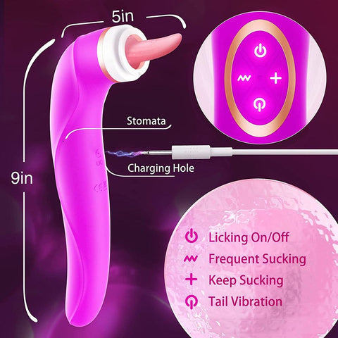 Pussy Sucking Dildo Vibrator Sex Toys for Woman Tongue Licking Clitoris-BH01283-Veeddydropshipping