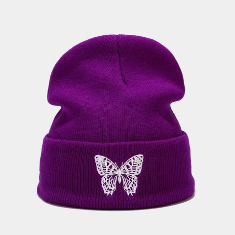Butterfly Knitted Cap Women&#39;s Warm Beanies-MF00980-Veeddydropshipping