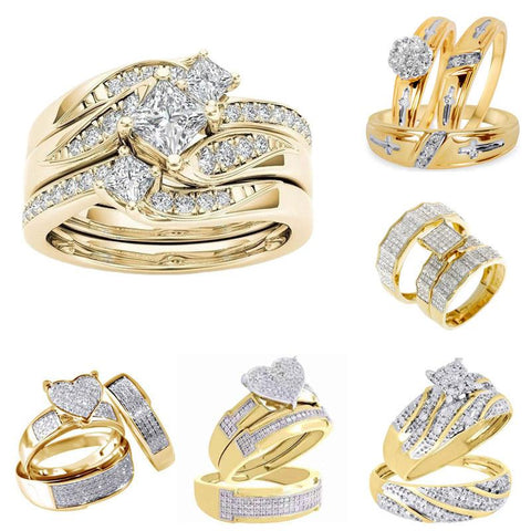 Romantic Heart Zircon Engagement Ring Set, suitable for women-JW00034-Veeddydropshipping