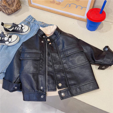 Spring Autumn Children Boys Girls leather jacketJacket 2021 New Fashion-TB01021-Veeddydropshipping