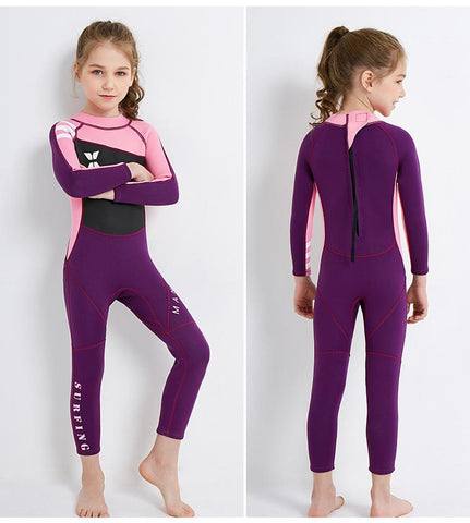 girls wetsuit diving suit 2.5MM neoprene  swimsuit girls long sleeve  surfing-OS00060-Veeddydropshipping