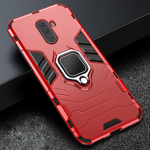 For Pocophone F1 Case Armor PC Cover Finger Ring Holder Phone Case-PA00322-Veeddydropshipping