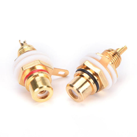 RCA Female Jack 10pcs Plated Rca Connector Gold Panel Mount Chassis Audio Socket Plug Bulkhead-CE00033-Veeddydropshipping