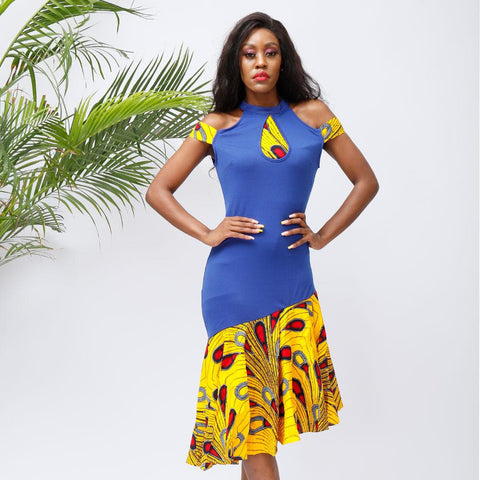 African Women Sexy Off Shoulder Dress-WF01663-Veeddydropshipping