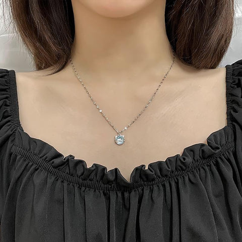 Simple Moonstone Cat Pendant Necklace  Fashion Jewelry-JW01212-Veeddydropshipping