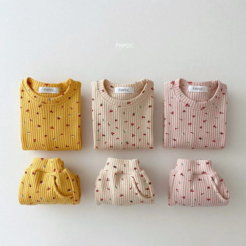 2022 New Toddler Kids Waffle Cotton Clothes Set Many Fruits Print-Veeddydropshipping-5