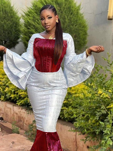 Plus Size Long Sleeve Long Dresses-WF01504-Veeddydropshipping