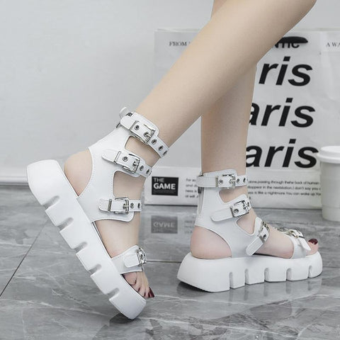 Platform Gladiator Shoes Fashion Belt Buckle Street Punk-BS00888-Veeddydropshipping