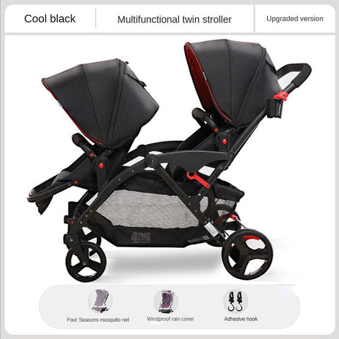 Twin Baby Stroller Folding Carriage,twins stroller baby car Lying and Seating-TB00379-Veeddydropshipping
