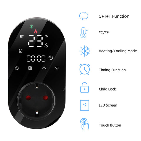 16A WiFi Digital Thermostat Outlet Plug Smartlife App Control Socket Temperature-TI01054-Veeddydropshipping