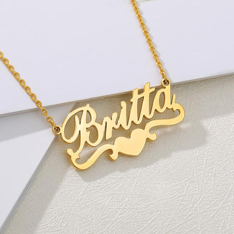 Stainless Steel Custom Name Necklaces With Heart Simple -JW01236-Veeddydropshipping