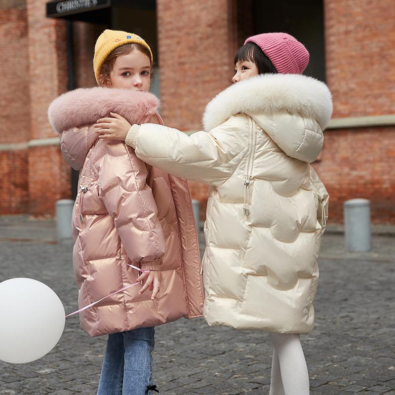Girl Winter Down Jacket Faux Fur Waterproof Hooded-Veeddydropshipping