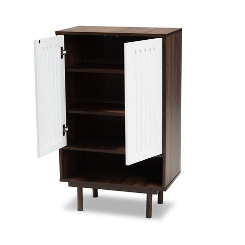 Modern Walnut 2-Door Shoe Cabinet-HA01743-Veeddydropshipping