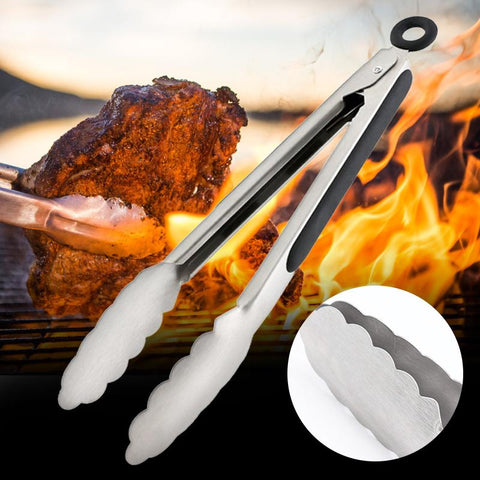 Long Bbq Tongs Non-Slip Handle Stainless Steel-HA01534-Veeddydropshipping