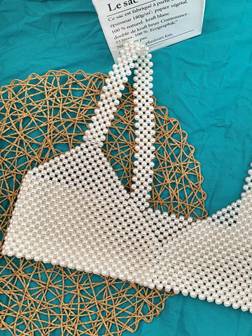 Womens Sexy Handmade Imitation Pearls Vest-Veeddydropshipping